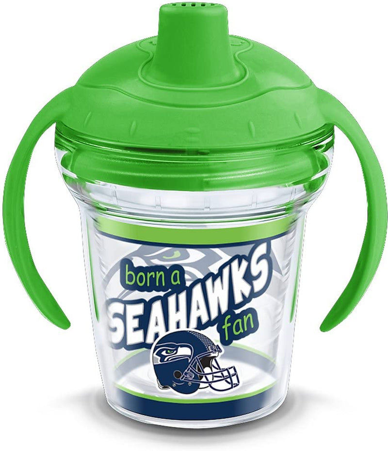 Seattle Seahawks Born a Fan Tervis Wrap With Sippy Cup Lid 6 oz My First Tervis Sippy Cup, Clear - MamySports